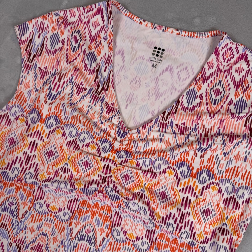 Title Nine Diamalete Dress Womens Medium Sleeveless V Neck White Orange Purple